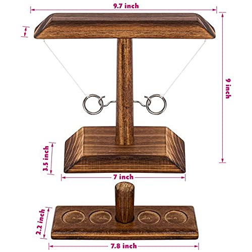 Ring Toss Games for Kids Adults, Fast-paced Interactive Game, Outdoor Indoor Handmade Wooden Ring Toss Games-Brown, Ships Next Day from Missouri with Fast Delivery