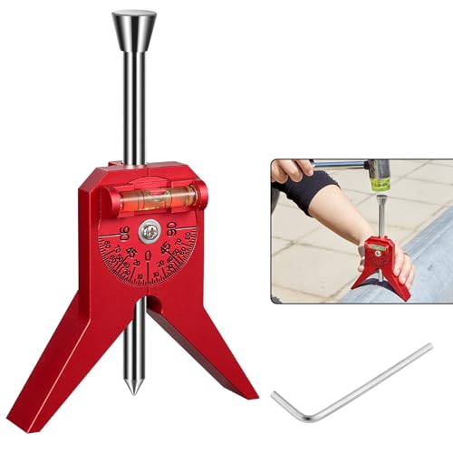 Pipe Center Finder, Magnetic Centering Head Tool to Measure Pipe Diameter 0.5" to 4", Y-Shape Design with Adjustable Dial Bubble Protractor for Pipefitters & Plumbers(red)