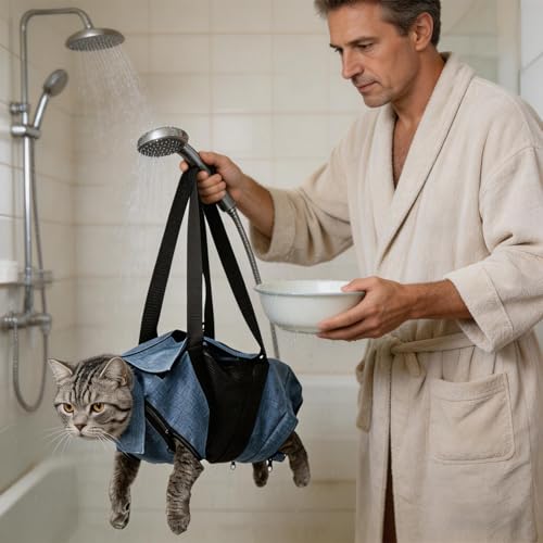 Bolsa de transporte transpirable para animales con soporte de baño ajustable 4