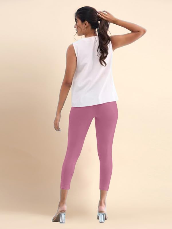 Image of TRENDMALLS Women's Microfiber Elastane Stretch Soft Cropped Leggings with Ultrasoft Waistband for Women