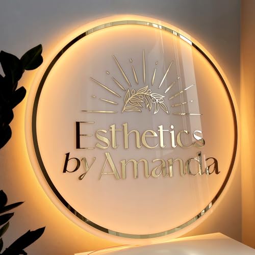 Weladmire Custom Acrylic Backlit Sign, Round Personalized Illuminated Logo Signs