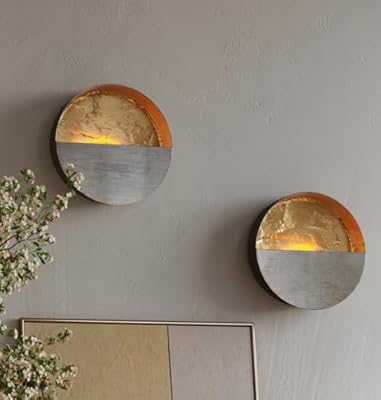 NativeSkins Eclipse Metal Wall Sconce Candle Holder Decoration - Set of Two, for Living Room, Bathroom, Dining Room