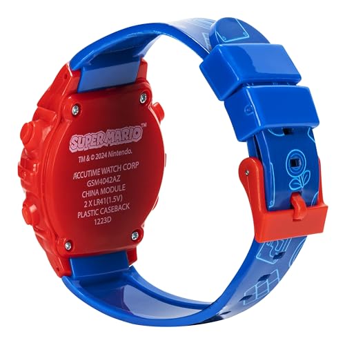 accutime super mario kids digital watch with yoshi led light show soft silicone strap durable kid-friendly design fun time-telling for boys and girls