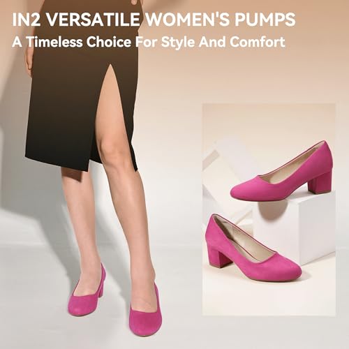 IDIFU IN2 Women's Pumps Low Chunky Block Closed Toe Heels Comfortable Short Dress Shoes for Women Ladies Flight Attendant Wedding Bridal Homecoming Work Heels Dressy Formal Round Toe Pumps Shoes3