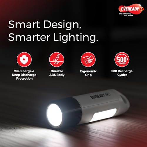 Image of Eveready DL110 Twyster, Rechargeable Emergency 1.2W Flashlight Cum 0.8W Sidelight, Variable Focus & Fidget Loop Grip, USB Type-C Fast Charging, Durable ABS Body, Powered Li-on Battery