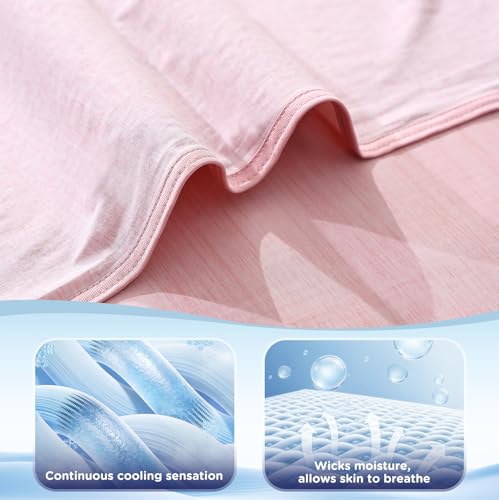 Image of Luxear Arc-Chill Q-Max 0.5 Self-Cooling Blanket, 220 x 200 cm, Pink | 2 in 1 double-sided thin summer blanket, cotton for hot, cooling blanket for people, bed throw, baby blanket, cuddly blanket