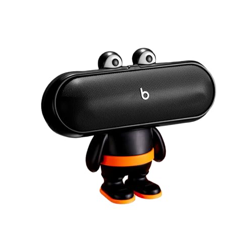 Protective Stand Case for Beats Pill (2024) ABS Hard Shell Magnetic Cover Shockproof & Scratch-Resistant with Precise Cutouts Forward-Facing Sound Design Classic Big-Mouth Figurine Design (Black)