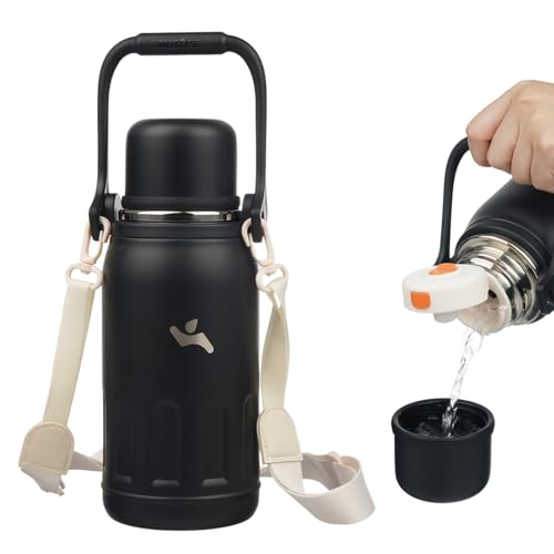 Image of Konokyo 27oz Thermos for Cold Drinks, Insulated Water Bottle, Black