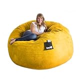 SLACKER sack 6' Round Yellow Foam Beanbag Chair Huge Microsuede Cover Lemon XL