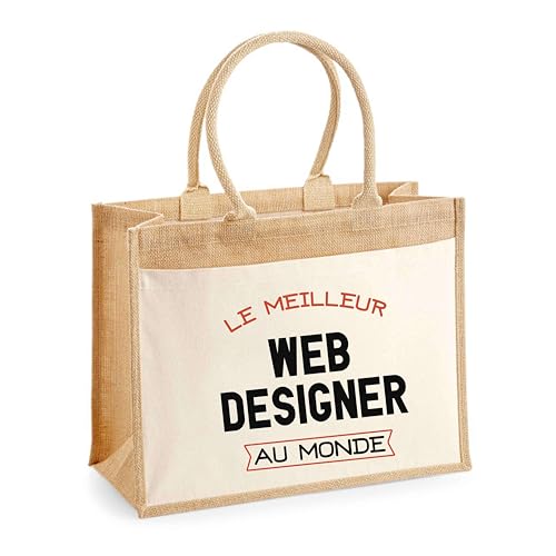 Sac cabas jute original avec poche pour cadeau de retraite
