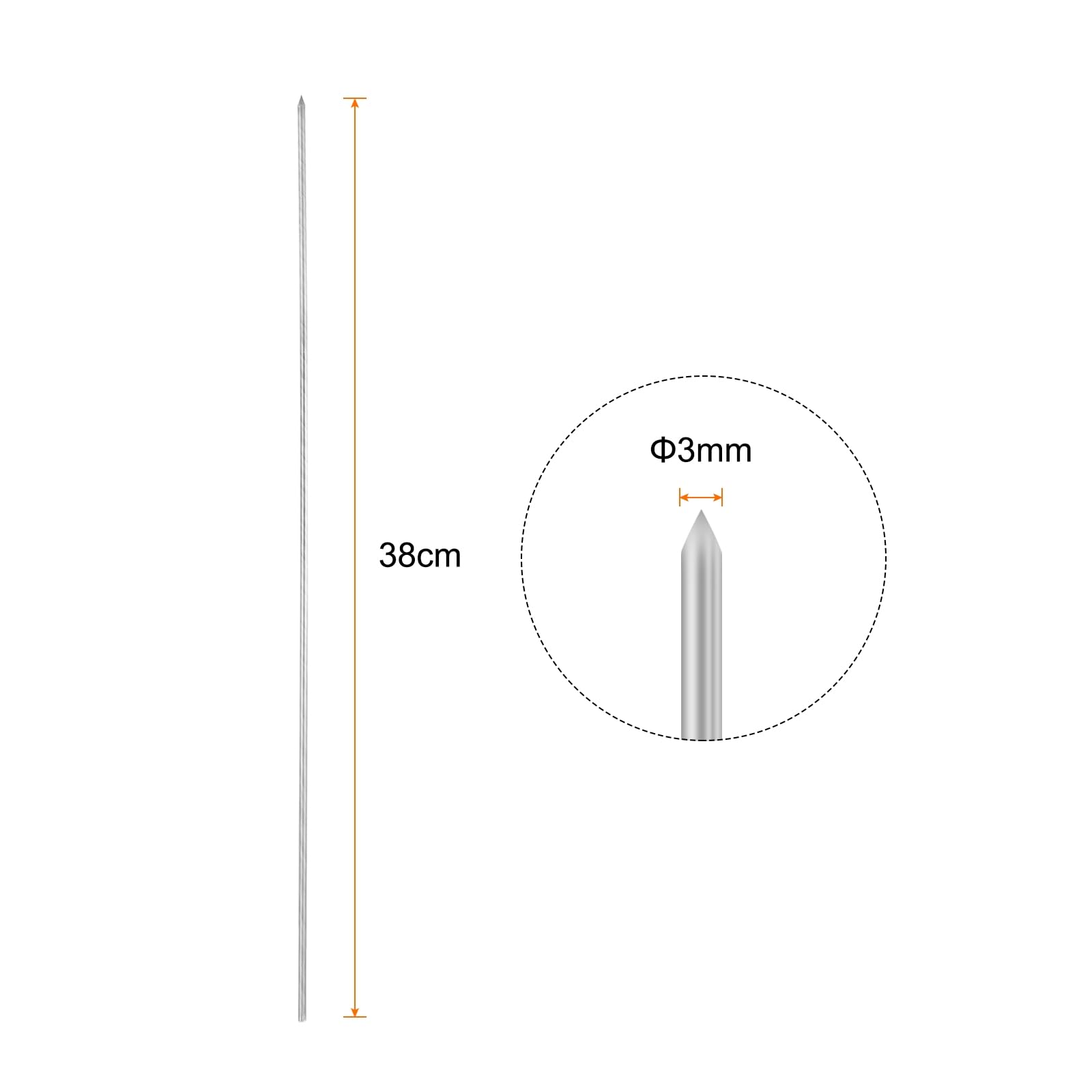 QUARKZMAN 50 szt. szaszłyki do kebob metalowe 38 cm x 3 mm okrągłe patyczki ze stali nierdzewnej wielokrotnego użytku BBQ szpikulce do grilla otwarty grill kij do mięsa krewetki owoce