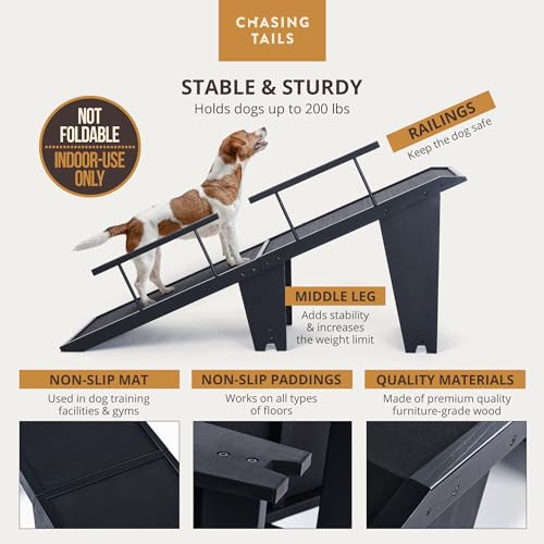 25In Dog Ramp for High Beds | Sturdy Ramp for Dogs to Get on Bed with High Rails and 200lbs Capacity - Non-Slip Surface and Adjustable Design, Perfect for Pets Rampa para Perros