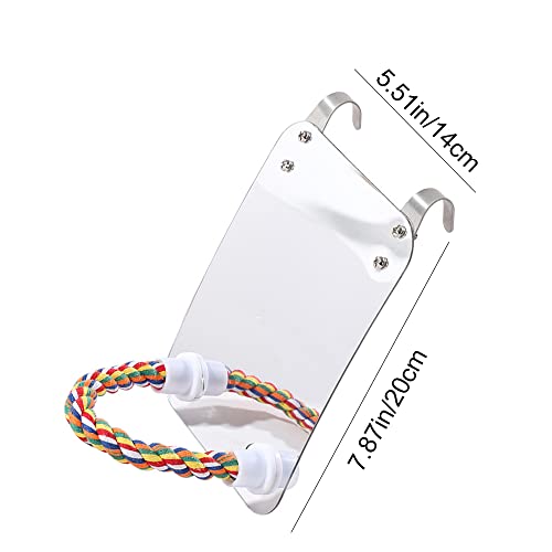 Parrot Perch Bird Mirror Cage Swing Parrot Toys with Rope for Parakeet Cockatoo Cockatiel Conure Lovebirds Finch Canaries - Image 2
