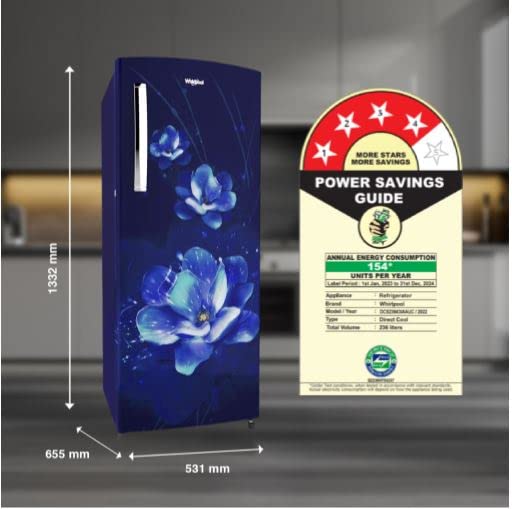 Image of Whirlpool 236 L 4 Star Icemagic Pro Inverter Direct-Cool Single Door Refrigerator (260 IMPRO PLUS PRM 4SINV BLUE FLUME-Z, Blue, Auto Defrost Technology, 2023 Model), Free 1 Year Extended warranty