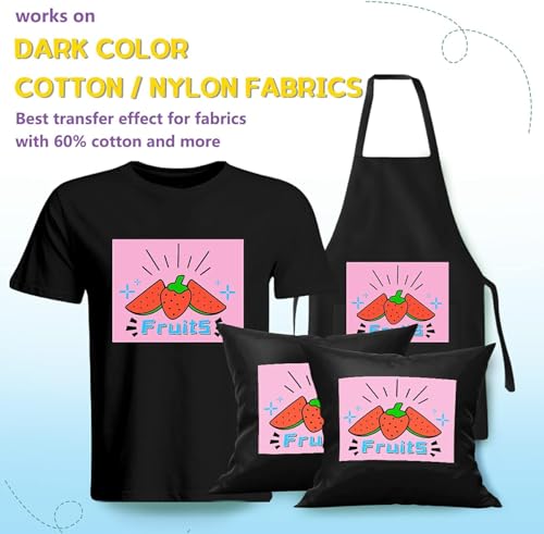 HTVRONT Heat Transfer Paper for Dark Fabric - 6 Pack Printable Heat Transfer Vinyl 8.5" X 11" - Vivid Colors & Durable Iron on Transfer Paper for Inkjet Printer