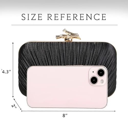 Image of Gold Clutch Purses for Women, Branch Clasp Pleated Evening Bag, Wedding Handbag for Prom, Cocktail & Formal Events