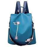 Mochila Feminina Antifurto Impermeável de Nylon 2 em 1 Transversal Grande Capacidade para Trabalho e Faculdade(azul)