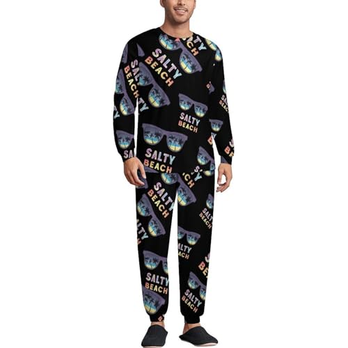 Beach Vacation Printed Pajama Set Long Sleeve Lounge Sets Sleepwear 2 Pjs Nightwear for Men Women
