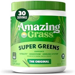 Amazing Grass Super Greens Powder, Organic, Greens Superfood Powder, Smoothie Supplements, Supports Digestion, Probiotics, Spirulina, Beet Root, Original, 30 Servings, 8.5 Ounce (Packaging May Vary)