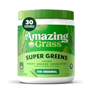 Amazing Grass Super Greens Powder, Organic, Greens Superfood Powder, Smoothie Supplements, Supports Digestion, Probiotics, Spirulina, Beet Root, Original, 30 Servings, 8.5 Ounce (Packaging May Vary)