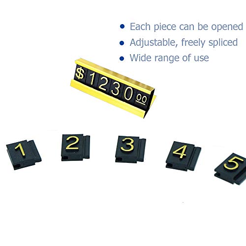 SunnyZoo Price Tag Adjustable Counter Stand Label Metal Sale Price Display Stand 16 Sets (Gold)