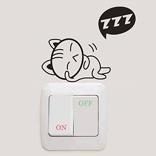 Removable Switch Sticker, 4 Pcs Cute Black Sleeping Cats Cartoon Wall Sticker miniatura 4