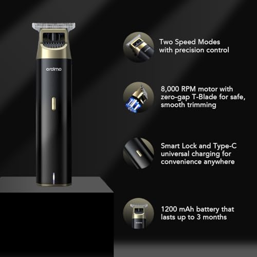 Oraimo BEARD & BODY Trimmer | 150MIN RUN TIME | Self-Sharpening Blades | Travel Lock | Type-C Fast Charging (OPC-TR12)
