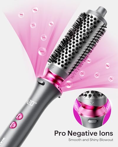 Image of Thermal Brush, Wavytalk Heatwave Pro 1.5 inch Ionic Thermal Brush with Bilateral Ionic Outlet for Less Damage, One-Step Shiny Blowout Look, Dark Grey