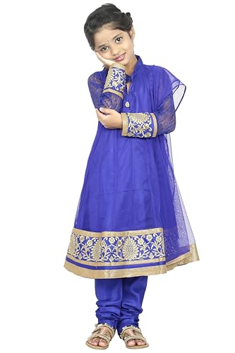 Ashwini Girl's Netted Embroidery Blue Color Salwar Suit | Kid's Ethnic & Traditional Salwar Suit Blue2