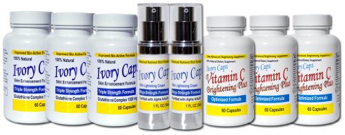 IvoryCaps System 3 (Maximum System) Skin Whitening Lightening Support Systems (Save $145.00))