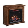 ClassicFlame 23IRM1500-O107 Rolling Mantel with Infrared Quartz Fireplace, Premium Oak