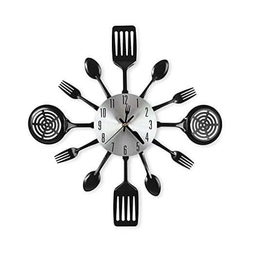 16 Inch Cutlery Kitchen Wall Clocks with Fork and Spoon Dial, Silent Clock Movement and Battery Operated, Great Wall Decor and Housewarming Gifts