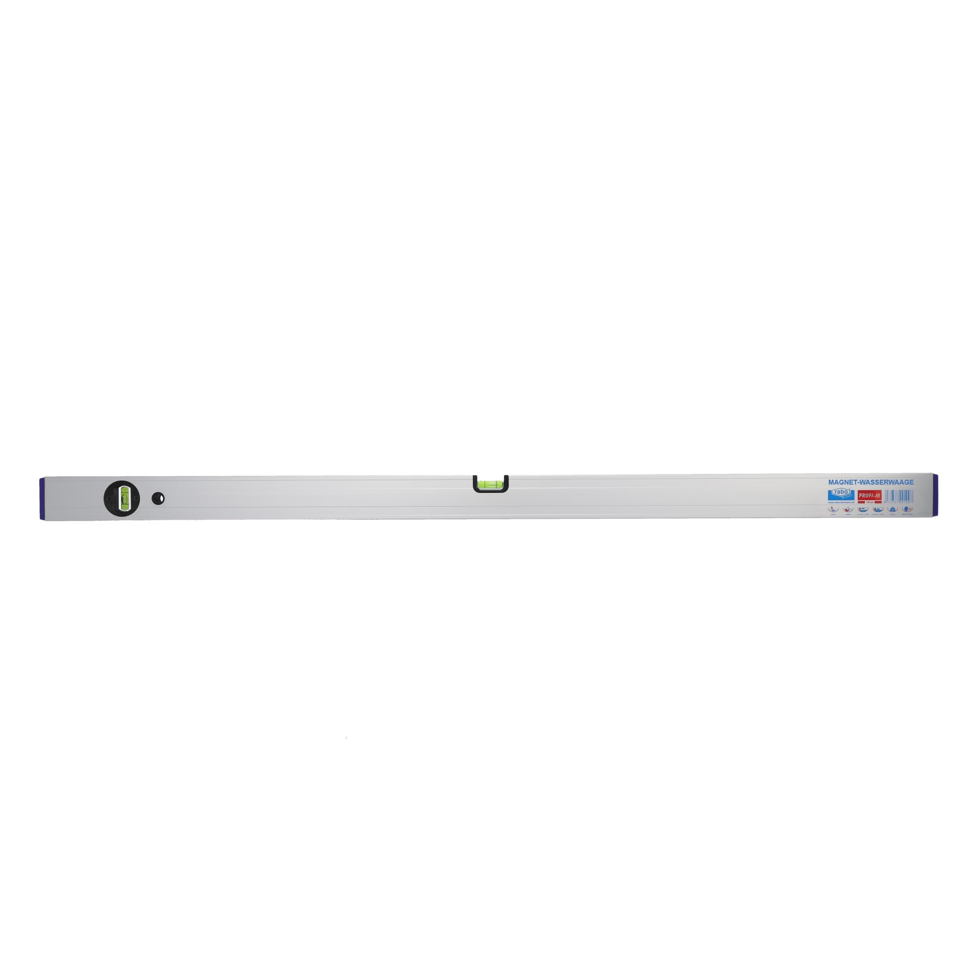 rabo - Aluminio nivel de burbuja magnética"Profi-M" ajustable, a prueba de golpes, anodizado natural, la precisión de 0,5 mm/m, peso 630G / M, 150 cm de longitud