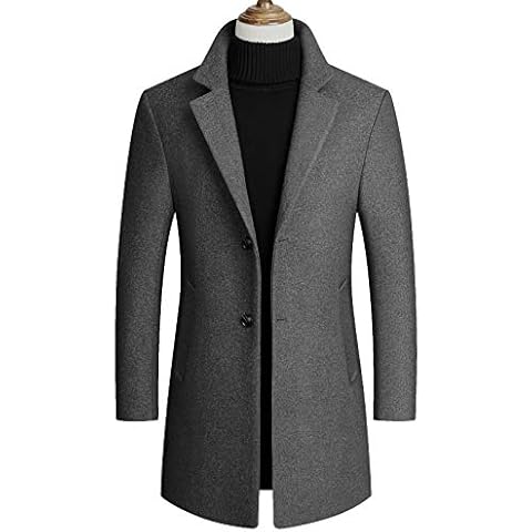 Mens Winter Coat Slim Fit Padded Wool Trench Coats Long Thick Elegant Jacket Overcoat(M-4XL) Cover