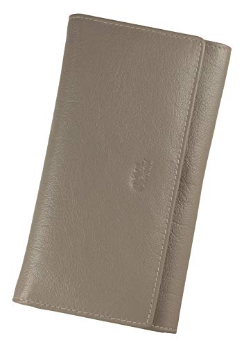 Image of Women's Top Grain Leather Wallet, RFID Blocking Bifold clutch, 17 Card Slots, Zip Pocket Organizer, Elegant Gift for Women - Birthday, Valentine, Anniversary - TAUPE