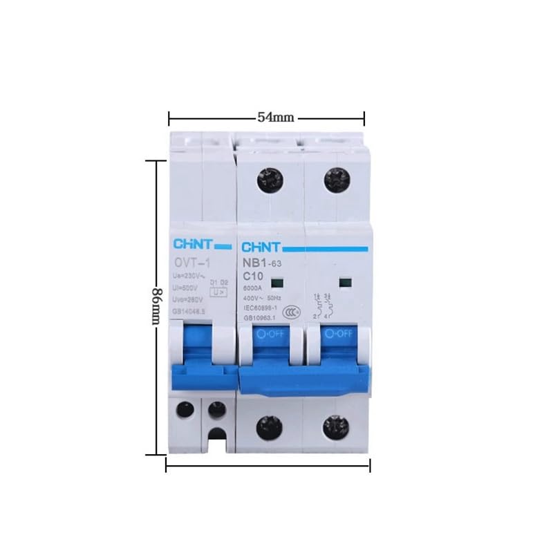Diferencial Auto Rrearmable OVT-1 NB1-63 POV-1 Protección contra sobretensión permanente 40A 20A 25A 32A 63A Disyuntor miniatura MCB(63A)
