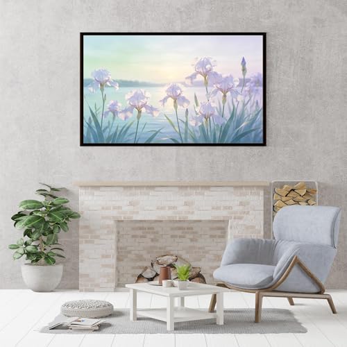 Tableau à l'huile d'iris grand format 70x90cm décoration murale chambre