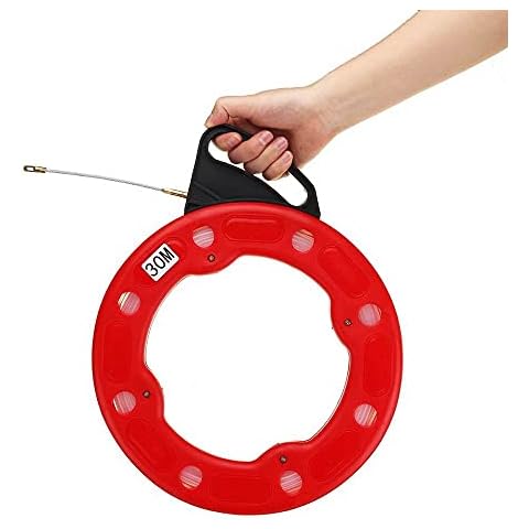 Fish Tape Wire Puller 20/30M Fiberglass Fish Tape Reel Puller Flexible Nylon Conduit Conduit Ducting Rodder Pulling Wire Cable 3.0/4.0Mm-30M 4Mm Cover