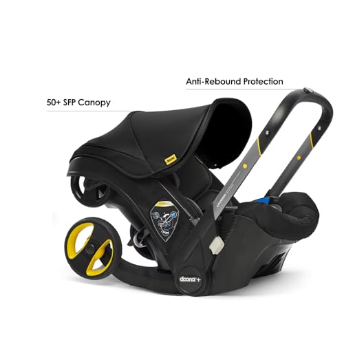 Image of Doona Baby Car Seat & Travel Stroller Nitro Black - Convertible 0+ Car Seat and Pram with 5 Point Safety Harness - Ergonomic Pushchair and Travel System - ISOFIX Base Sold Separately