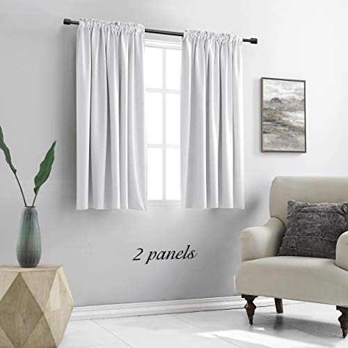 Image of DONREN Rod Pocket Curtain Panels Thermal Insulated Room Darkening Curtains for Bedroom (42 Width x 54 Length,2 Panels,Greyish White)