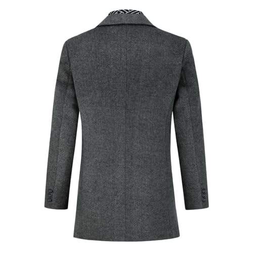 YOUTHUP Herren Mantel Regular Dicker Winter Wollmantel Mittellänge Wolle Wintermantel Freizeit Business, Köper-Grau, XL