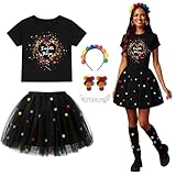 Disfraz de confeti para mujer, 5 piezas, confeti en el corazón, carnaval, confeti, camiseta, falda de tul, diadema con pompones, colorido, pendientes, pegatinas, confeti, falda de tul, juego de