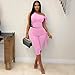 Vssjavun Women's 2 Piece Outfits Sexy Sleeveless One Shoulder Crop Tops Bodycon Capri Pants Sets Party Clubwear Vacation Birthday Going Out Outfits Pink XS
