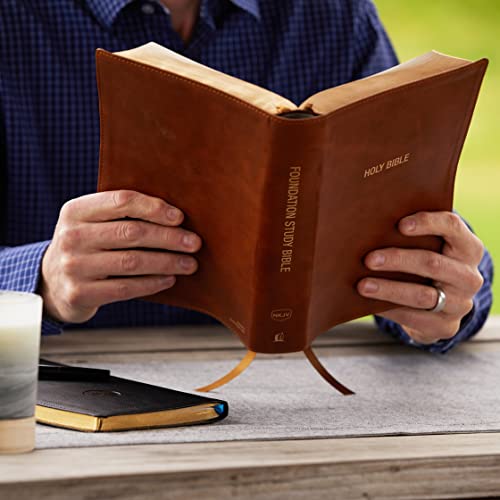 Image of NKJV, Foundation Study Bible, Large Print, Leathersoft, Brown, Red Letter, Thumb Indexed, Comfort Print: Holy Bible, New King James Version