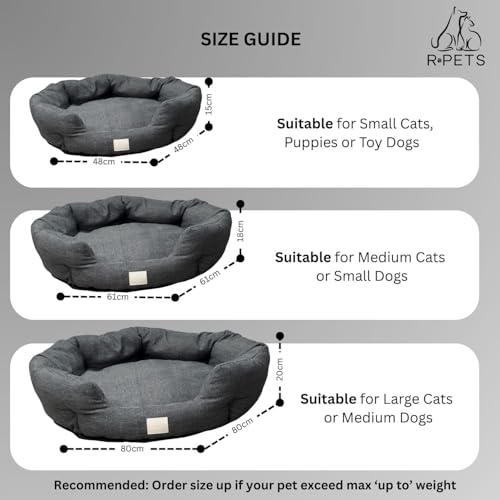 Cosy Cloud Large Anti-Anxiety Calming Soft Pet Bed Smooth Textured Hypoallergenic Washable Easy Clean Dog Bed Non-Slip Base Joint Support Anxiety Relief Cat Bed 80cm x 80cm x 20cm - Image 5