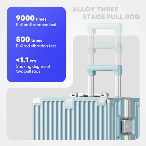 Carry-on with Cup Holder & USB Port Carry on Luggage Durable Luggage Suitcase Lightweight Hardside Luggage with TSA lock & Phone Holder 360° double spinner Wheels (Blue=20lnch, 20lnch)3