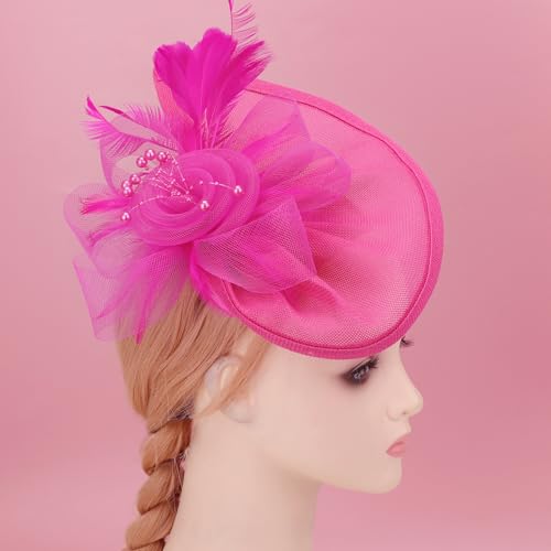 Image of DRESHOW Women Fascinator Hats Tea Party Hat Vintage Pillbox Hat Headband for Cocktail