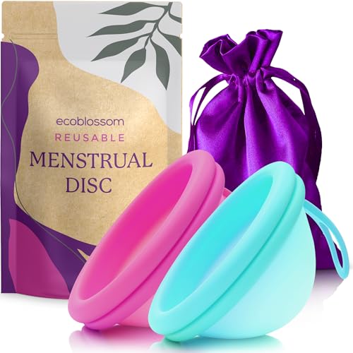 EcoBlossom Reusable Menstrual Disc with Removal String - The Most Reliable Medical Grade Silicone Period Discs - Comfortably use for 12 Hours (Combo