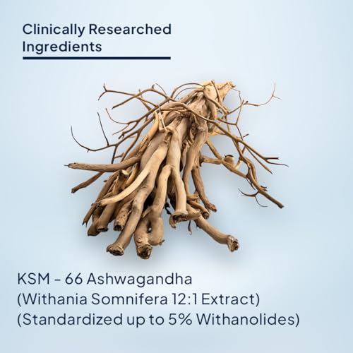 Miduty Ashwagandha 3X Supplement 500 mg Serving - KSM 66 Ashwagandha - Triple Strength Formula - For Mood Stability,Focus, Strength and Stress - 60 Veg Capsules