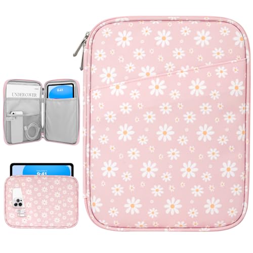 Dadanism 9-11 Inch Tablet Sleeve Bag Carrying Case, Pink & White Daisy